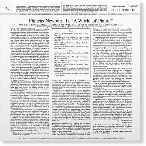 Newborn Jr - A World Of Piano! (Contemporary Records Acoustic Sounds Series) (Vinyl LP)