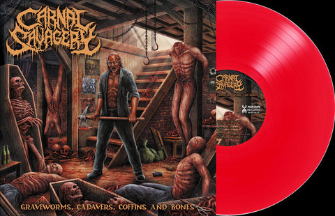 Carnal Savagery - Graveworms Cadavers Coffins & Bones - Clear Red [LP]