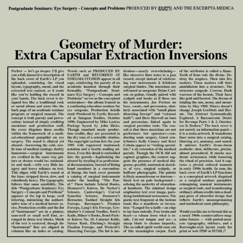 Earth X Black Noi$E - Geometry Of Murder: Extra Capsular Extraction [LP]