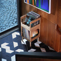 OVerhead view of the wickerwodworks deluxe jr vinyl record storage cabinet.