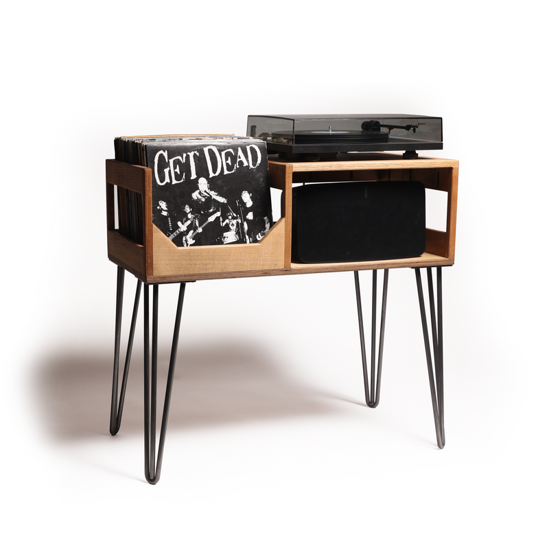 The Tallboy Turntable Station: Record Player Stand With Vinyl Record Storage
