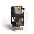 Deluxe Jr. Vinyl Record Storage – handcrafted solid wood cabinet by WickerWoodWorks, designed to organize LP and 45 collections in ebony 