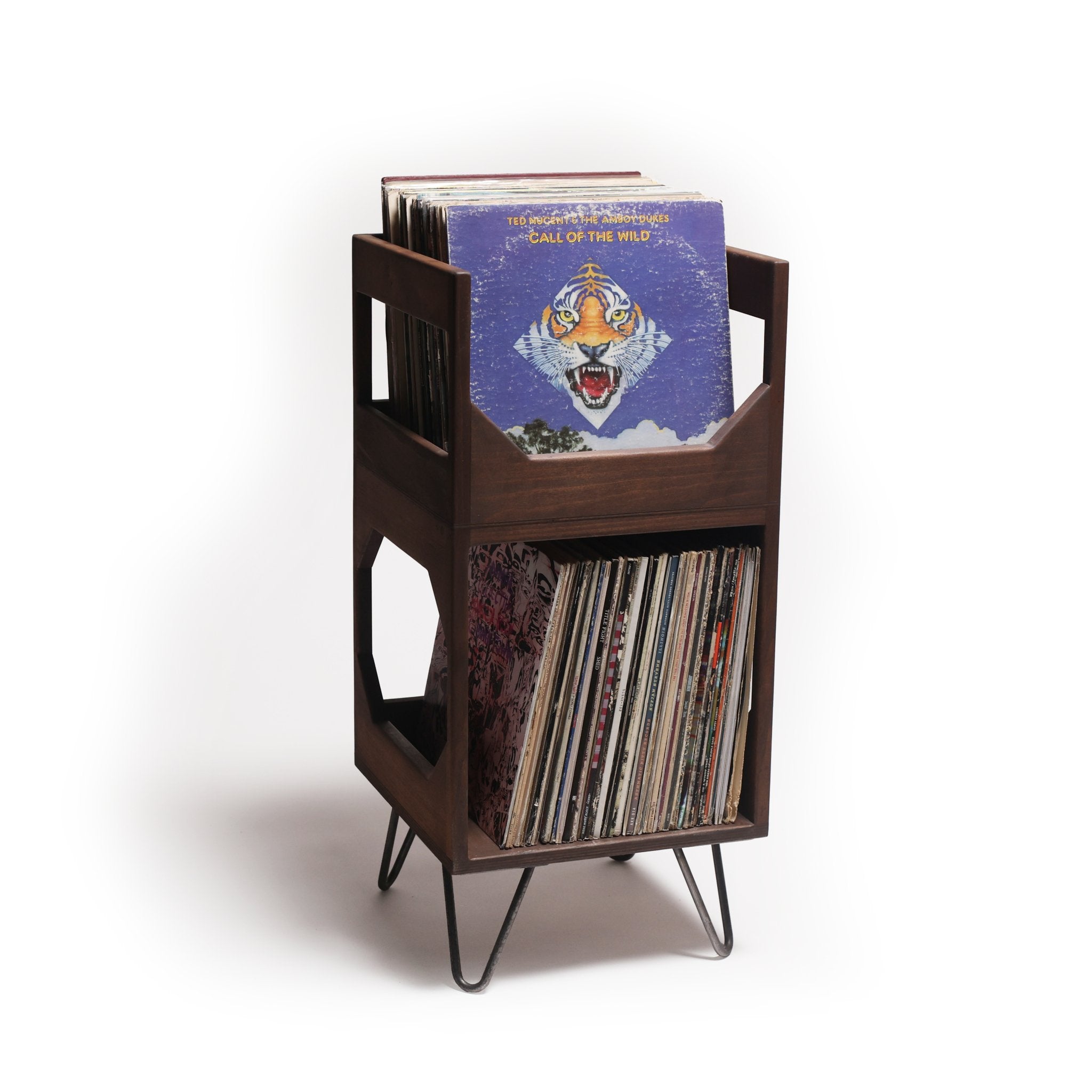 The Deluxe Jr. Vinyl Record Storage - EBONY with 6" Hairpin Legs